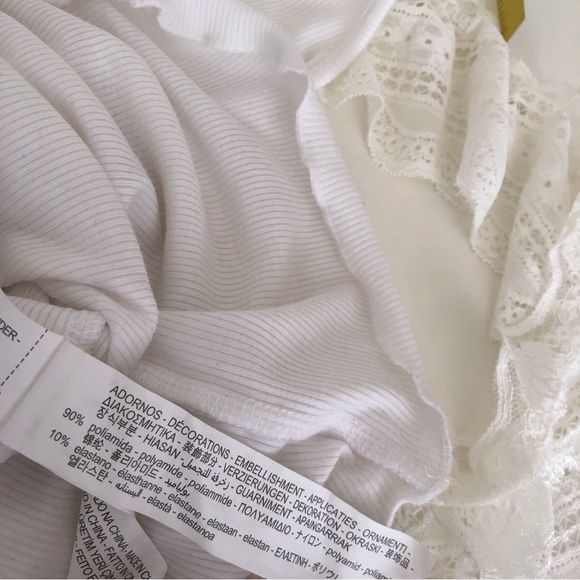 🎀 5/$25 Zara white lace trim rib knit top sz S - Picture 9 of 12